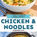 pinterst graphic of crockpot chicken and noodles