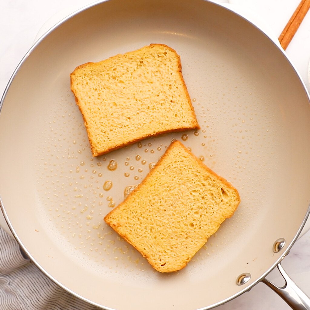 French toast being cooked in a pan