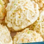 pinterest graphic oclose up of lime coconut macaroons
