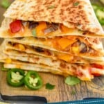 pinterest graphic of a stack of veggie Quesadillas