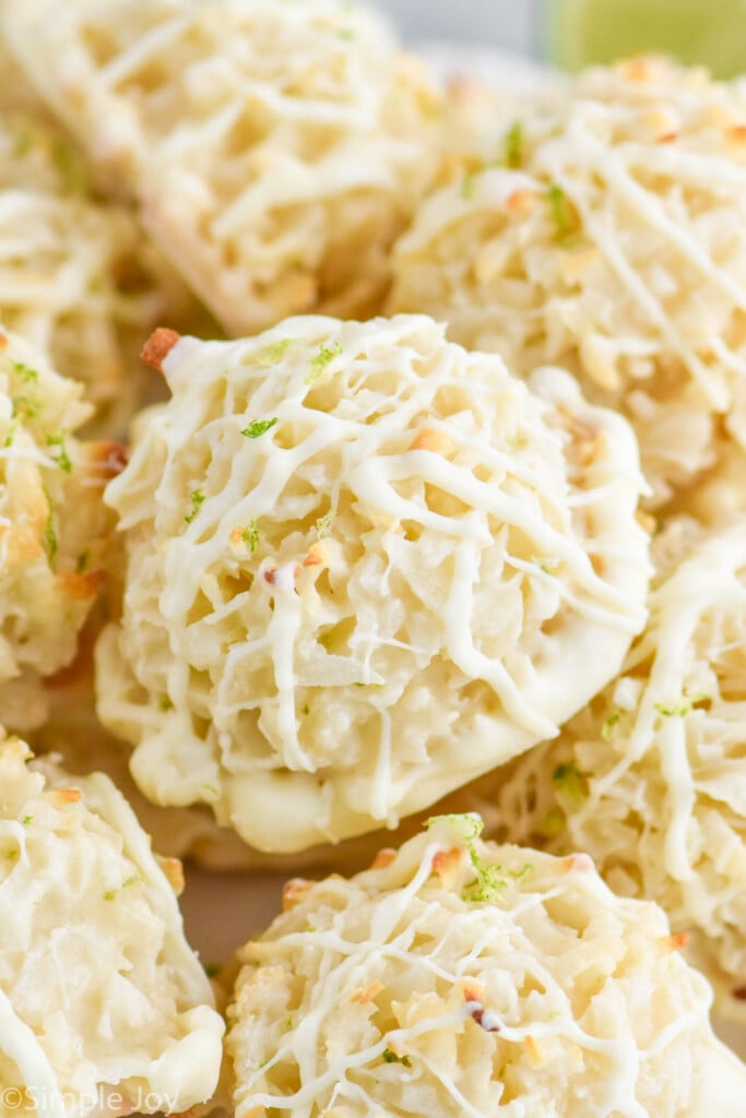 close up of lime coconut macaroons