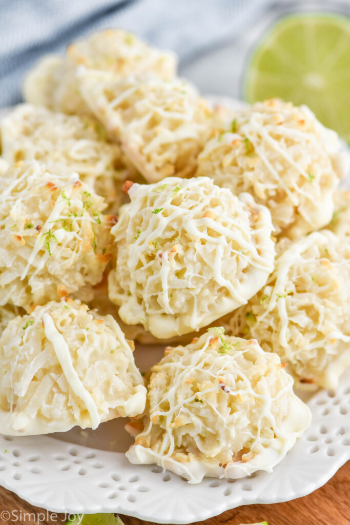 a plate of lime coconut macaroons