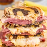 three halves of a Reuben Sandwich stacked - 9