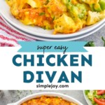 pinterest graphic of chicken divan