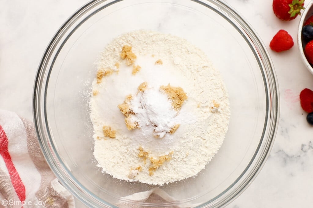 overhead of a bolt of dry ingredients for buttermilk pancakes - 7