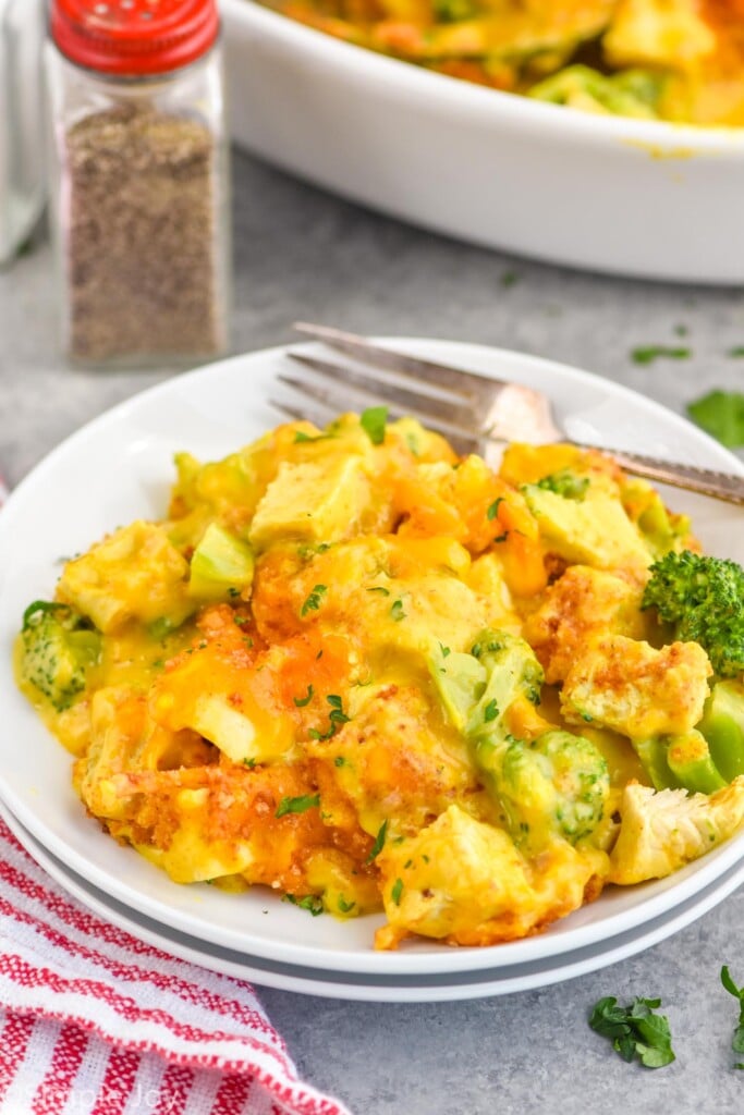 chicken divan casserole on a small white plate