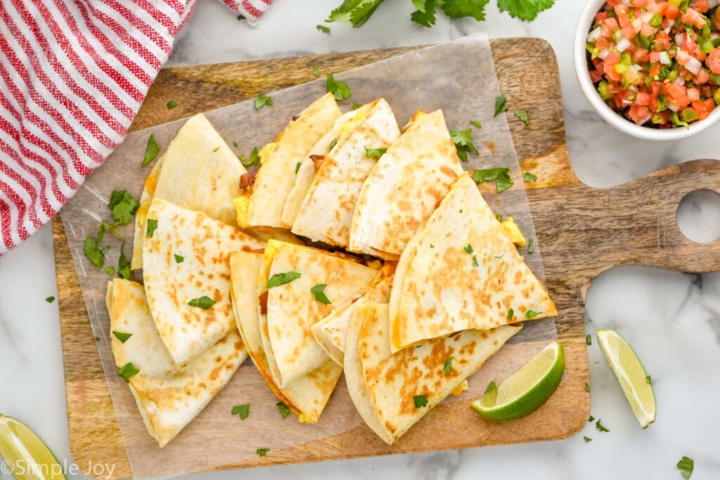 Overhead photo of breakfast quesadilla