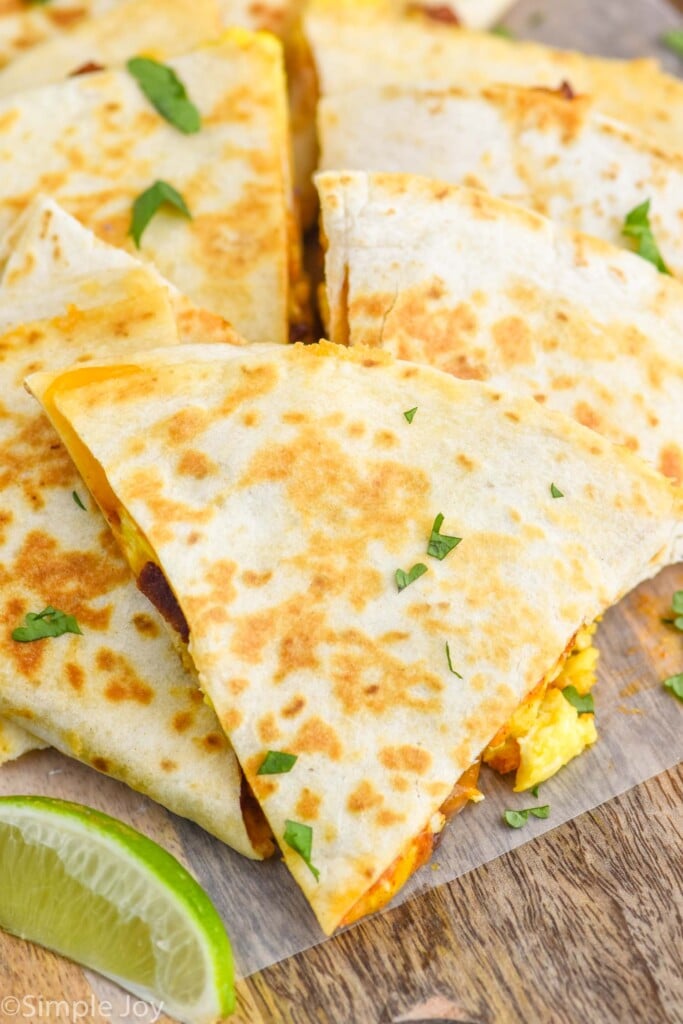 Overhead photo of breakfast quesadilla