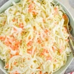 overhead bowl of coleslaw recipe in a big serving bowl - 13