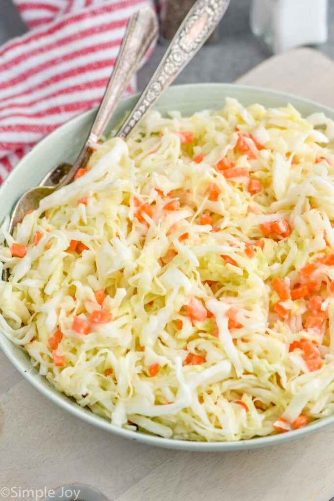 side view of a bowl of kfc coleslaw recipe