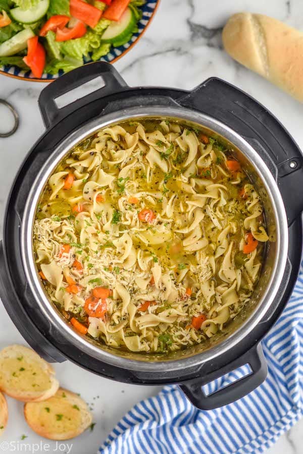 Instant Pot Chicken Noodle Soup is so easy to make and is the ultimate comf...