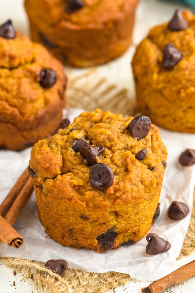 Photo of Pumpkin Chocolate Chip Muffins.