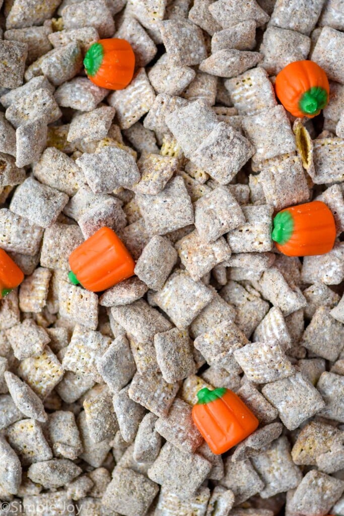 Overhead photo of Pumpkin Spice Muddy Buddies