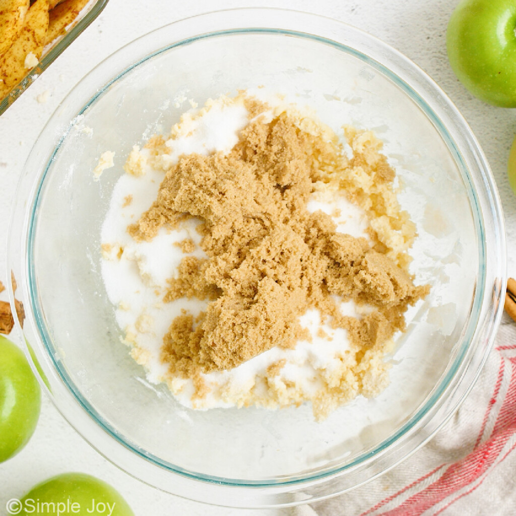 sugar in a bowl to make apple crisp topping