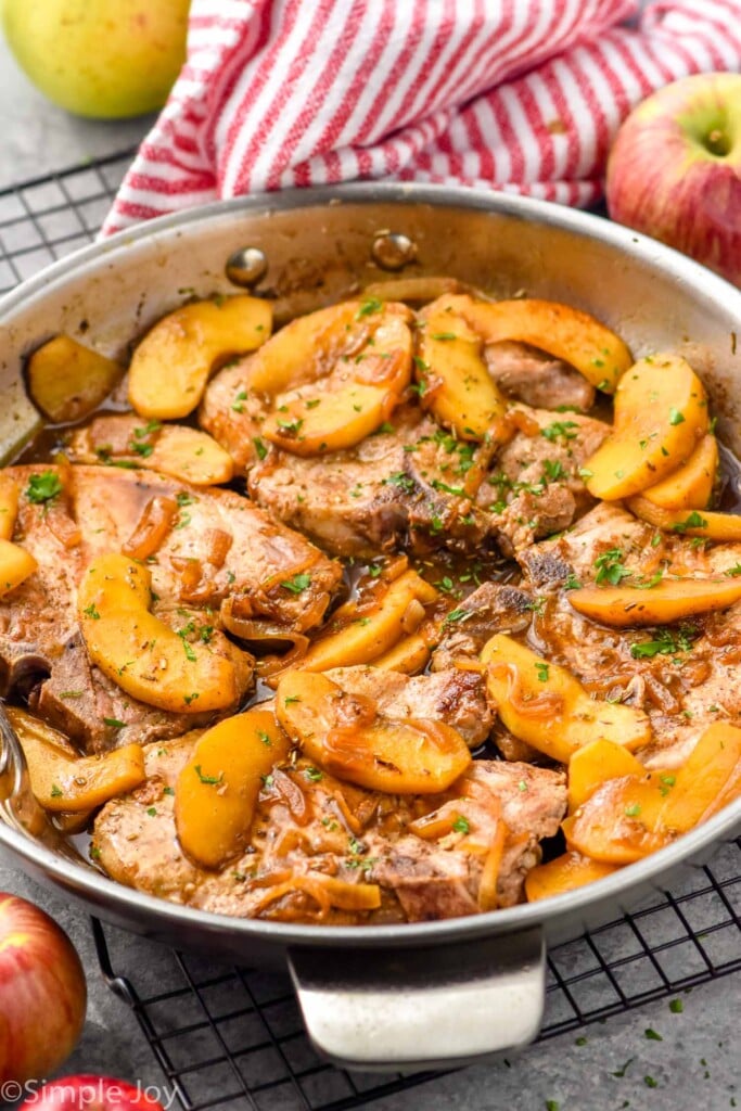 Overhead photo of Pork Chops with Apples