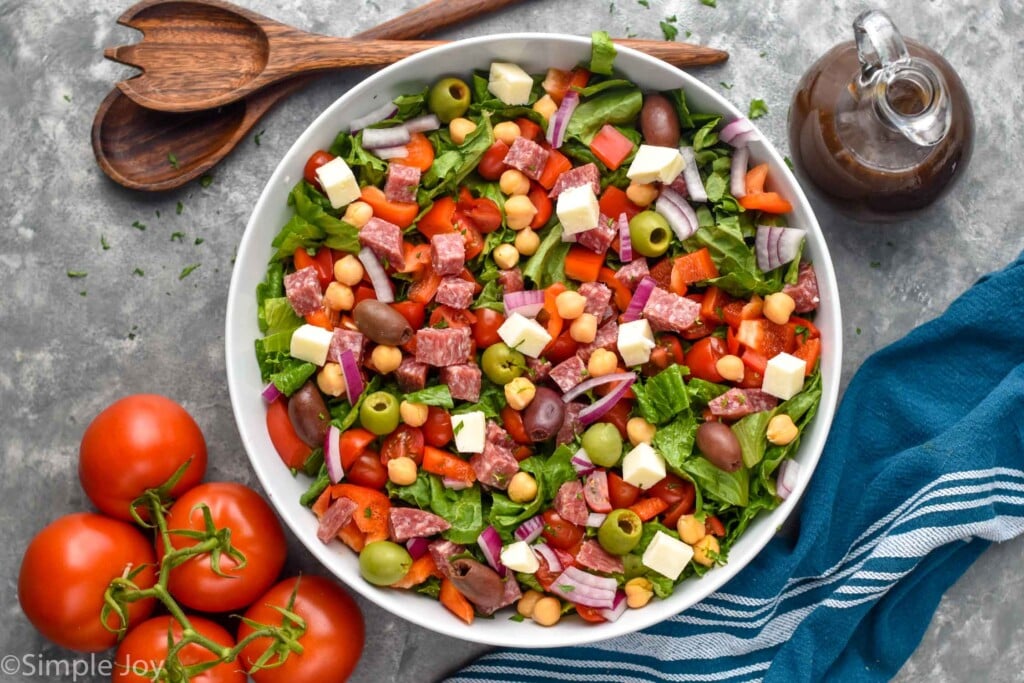 overhead photo of a chop salad