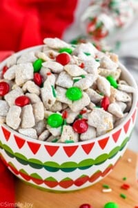Bowl of Christmas puppy chow