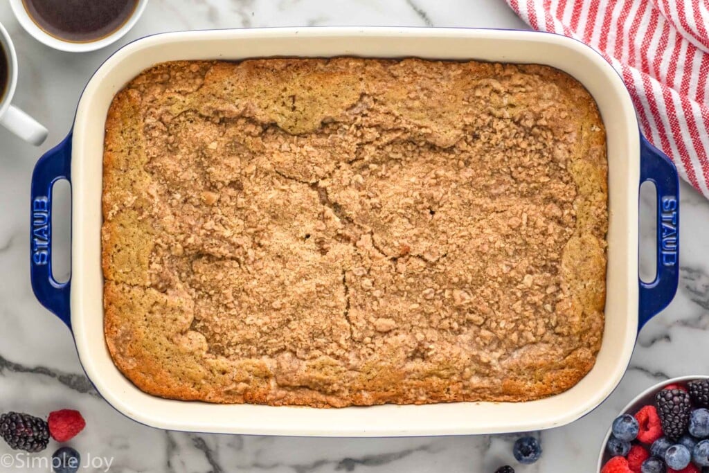 overhead pan of homemade coffee cake