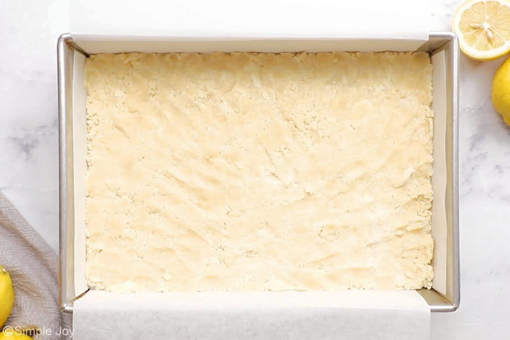 shortbread crust pressed into a baking dish