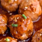 Close up photo of Teriyaki Meatballs.