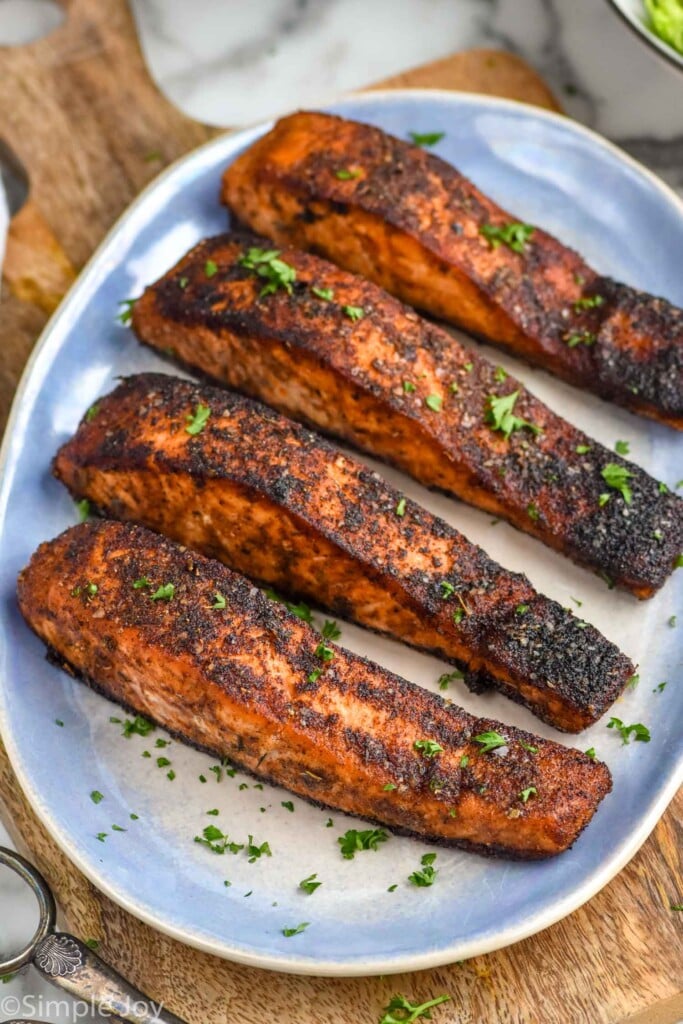 Overhead photo of Blackened Salmon