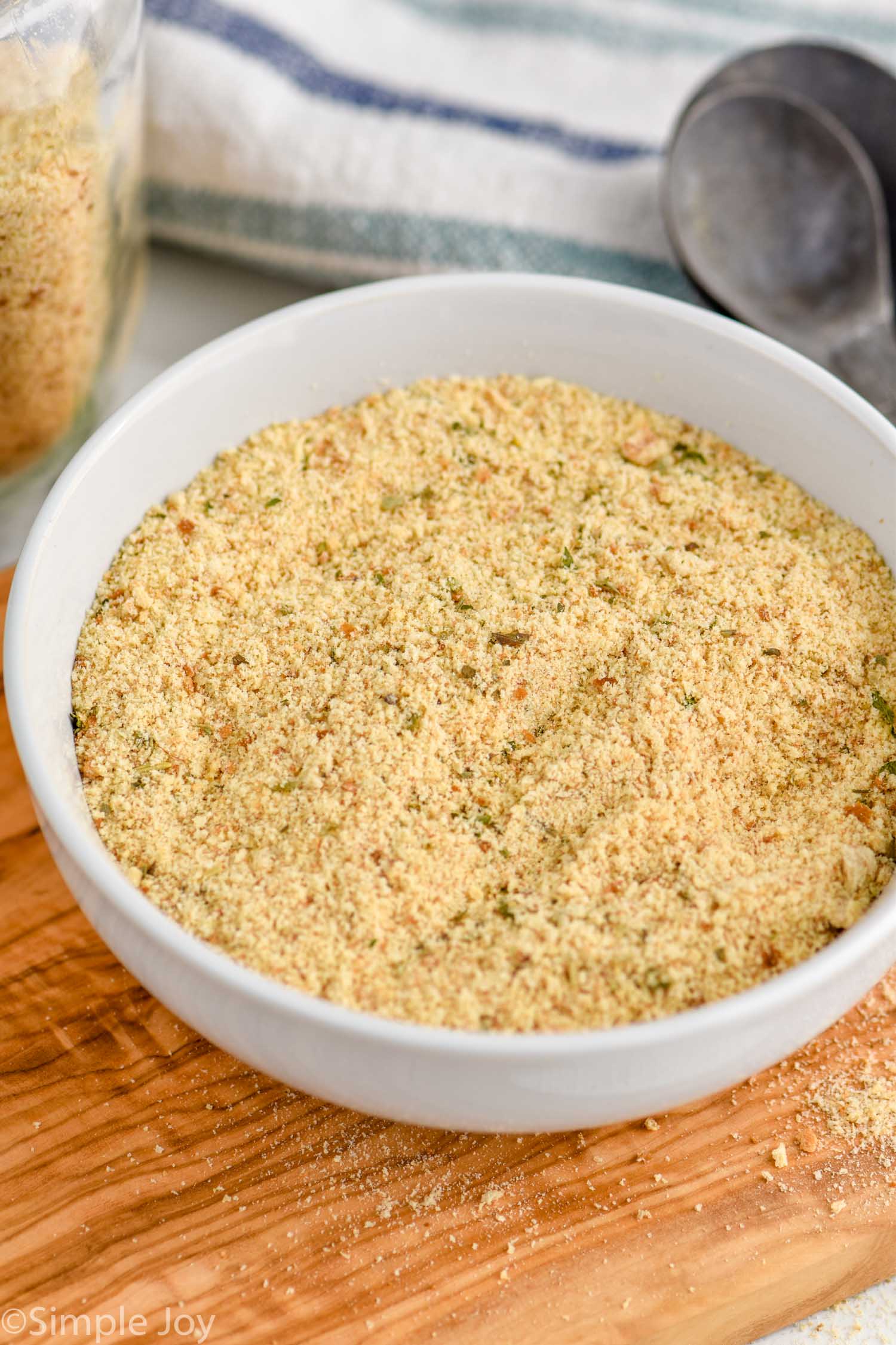 Overhead photo of a bowl of Breadcrumbs.