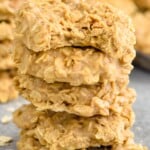 stack of No Bake Biscoff Cookie with no bake biscoff cookies sitting in background - 10