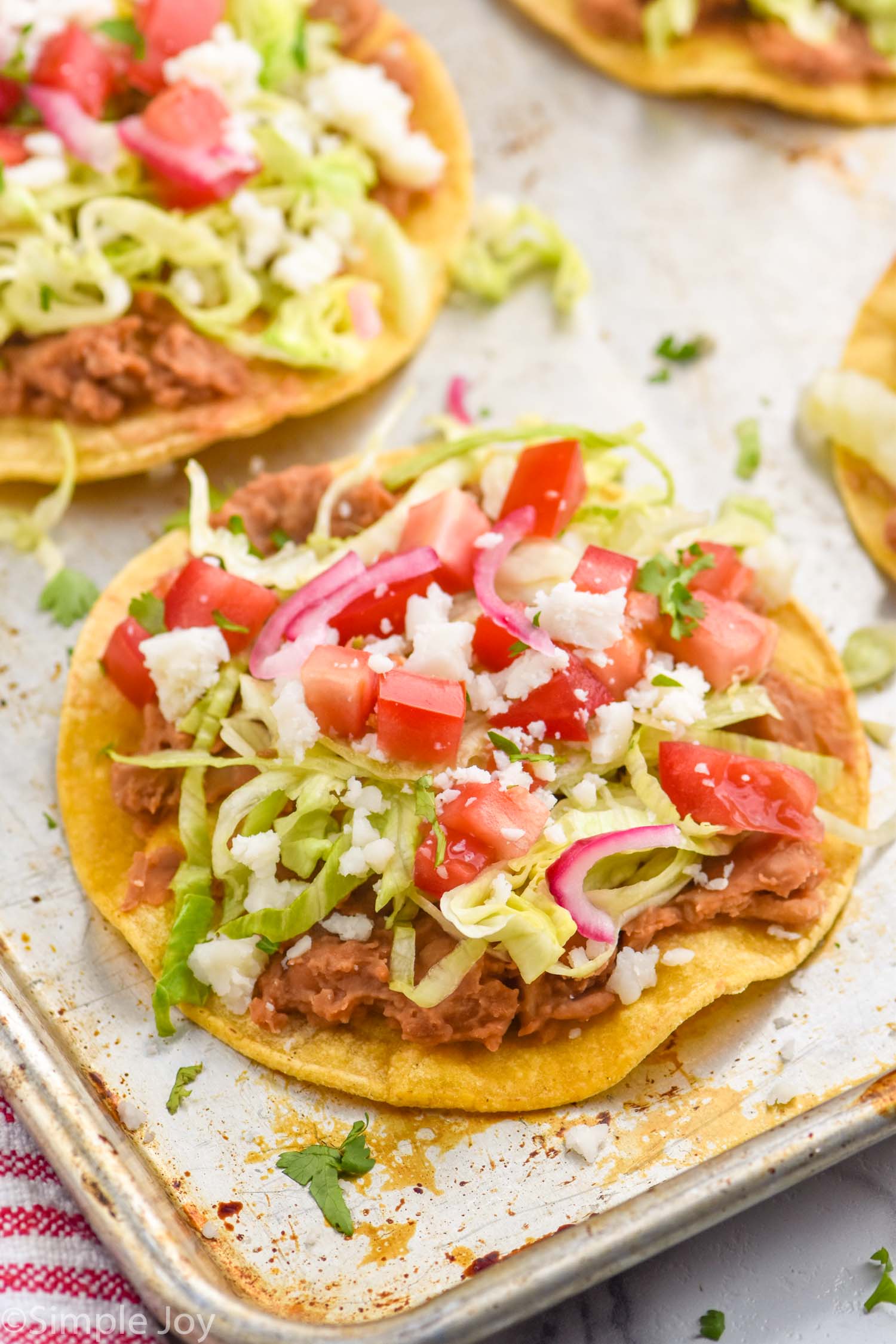 a tostada on a baking sheet