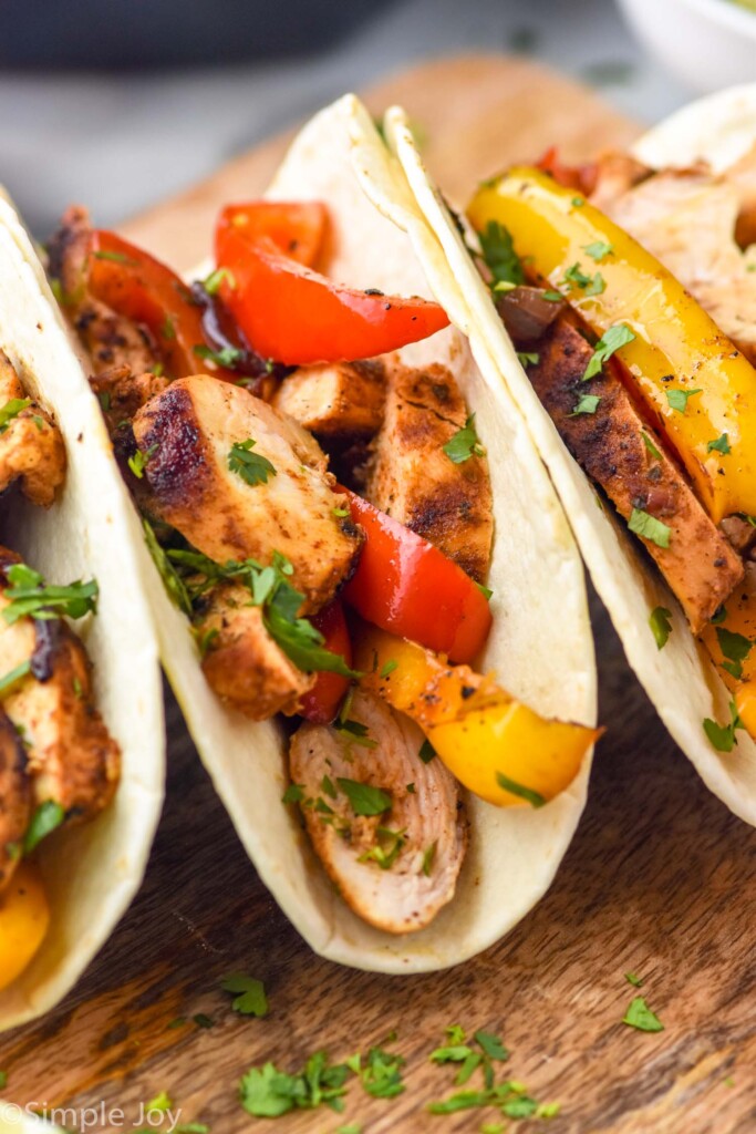 chicken fajitas in tortillas