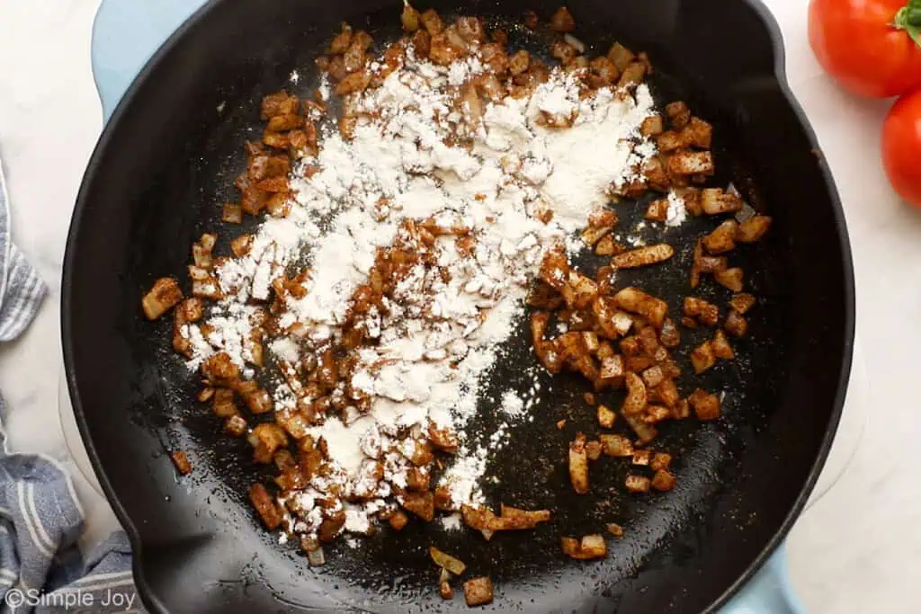 flour added to an onion and seasoning mixture