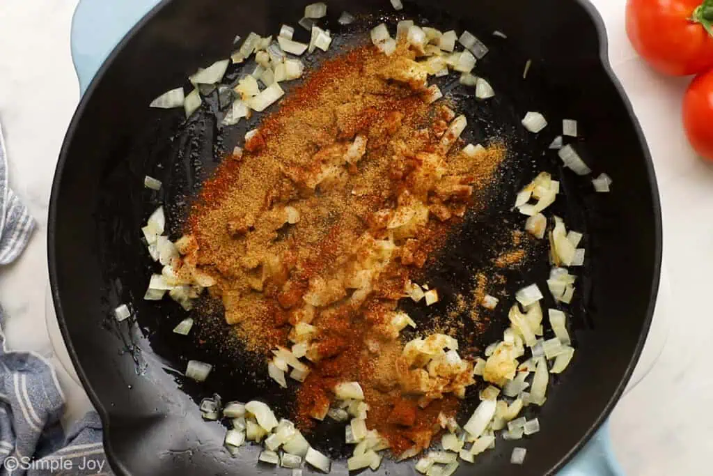 seasonings added to sautéed onions