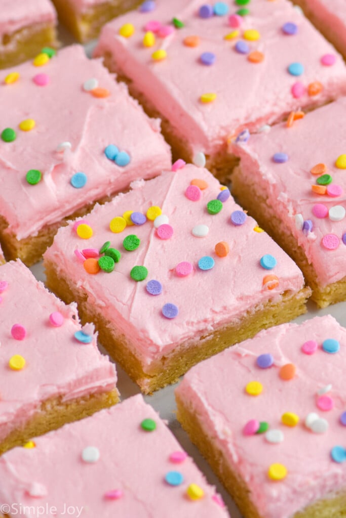 Side view of Sugar Cookie Bars cut into squares