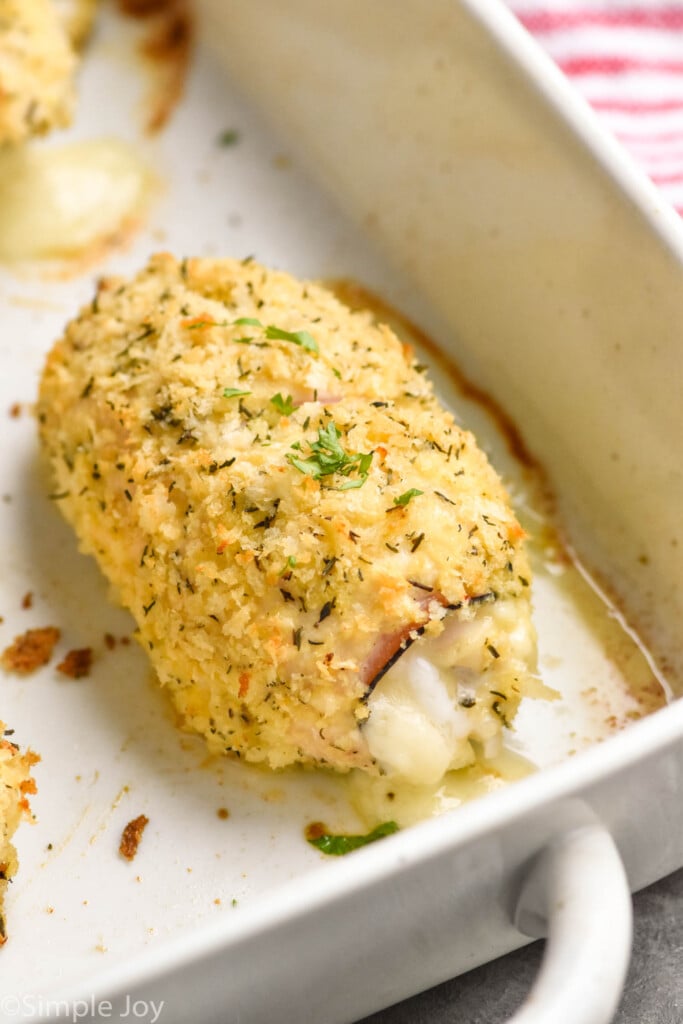 Chicken Cordon Bleu in baking dish