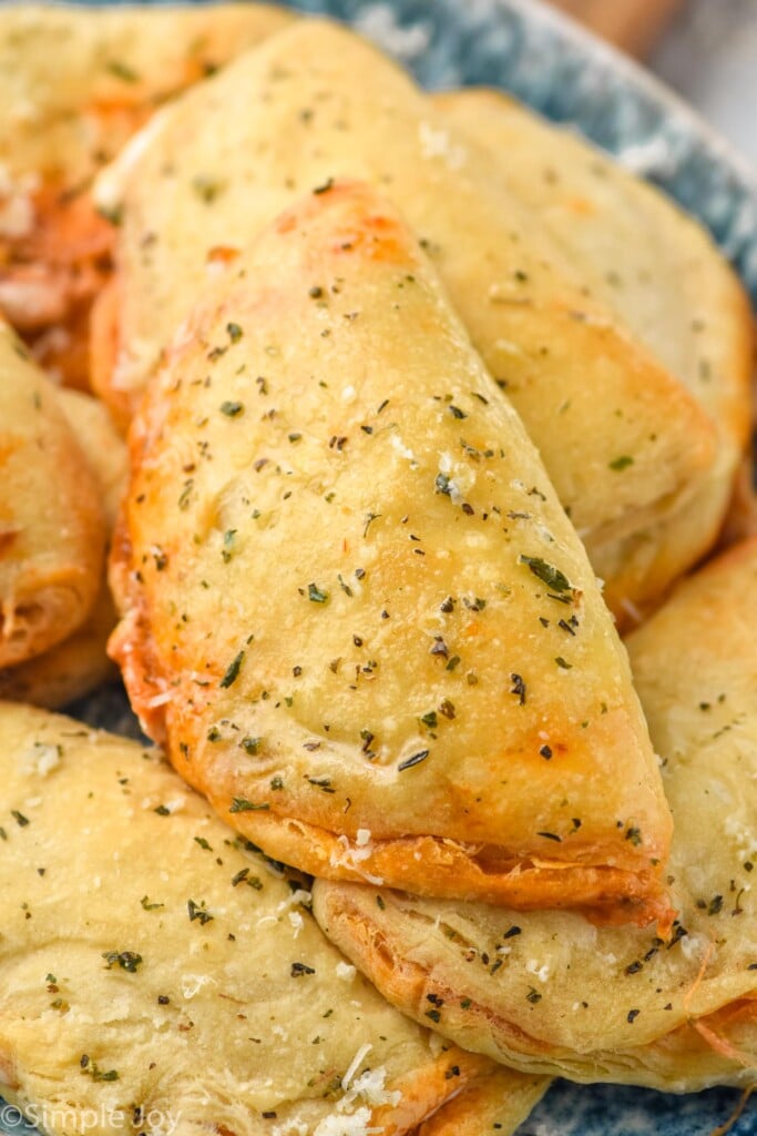 Close up photo of Mini Calzones.