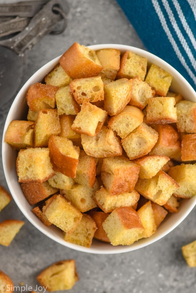 Overhead photo of bowl of Croutons