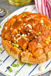 Buffalo Pull Apart Bread on a serving platter