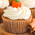 Close up side view of Pumpkin Cupcakes - 9