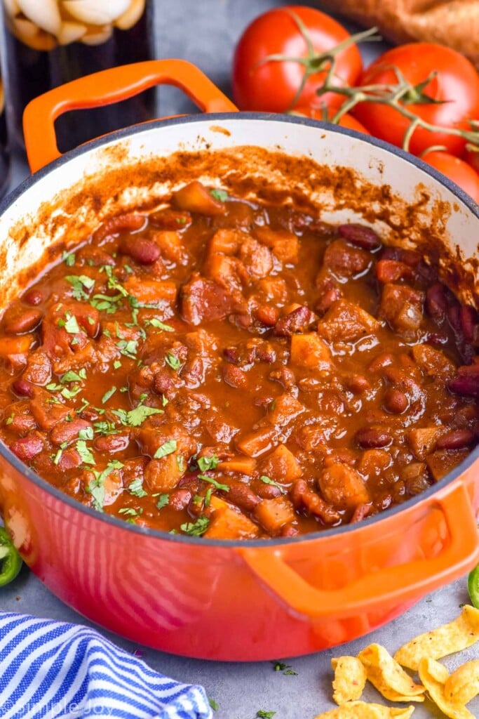 pot of butternut squash chili