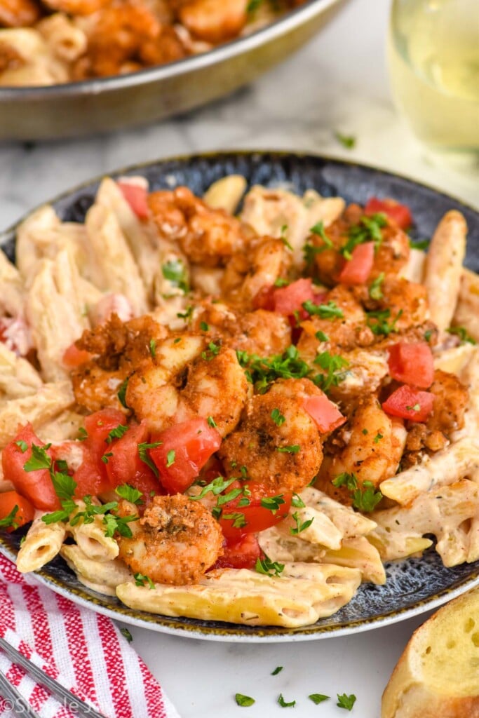 Plate of Cajun Shrimp Pasta