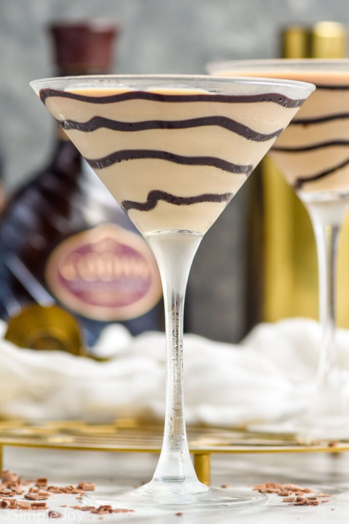 Photo of Chocolate Martini in prepared martini glasses.