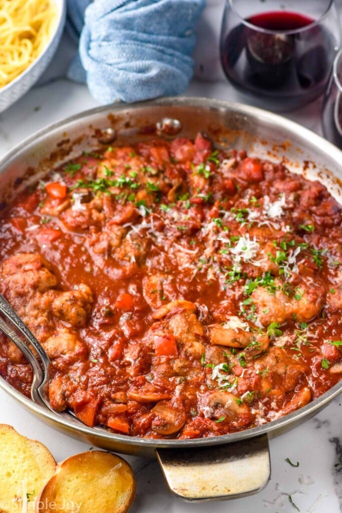 pan of Chicken Cacciatore.