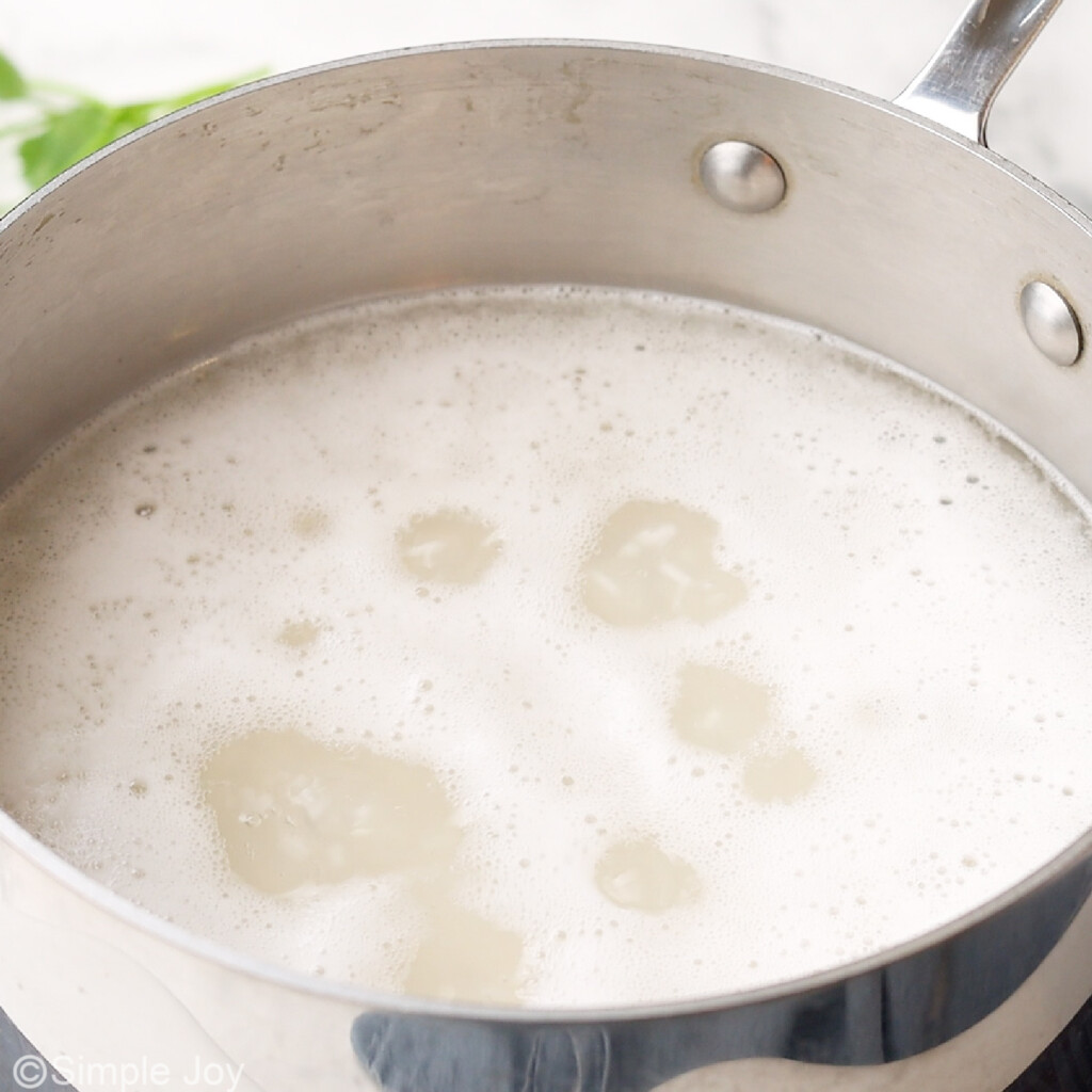rice boiling in a pot