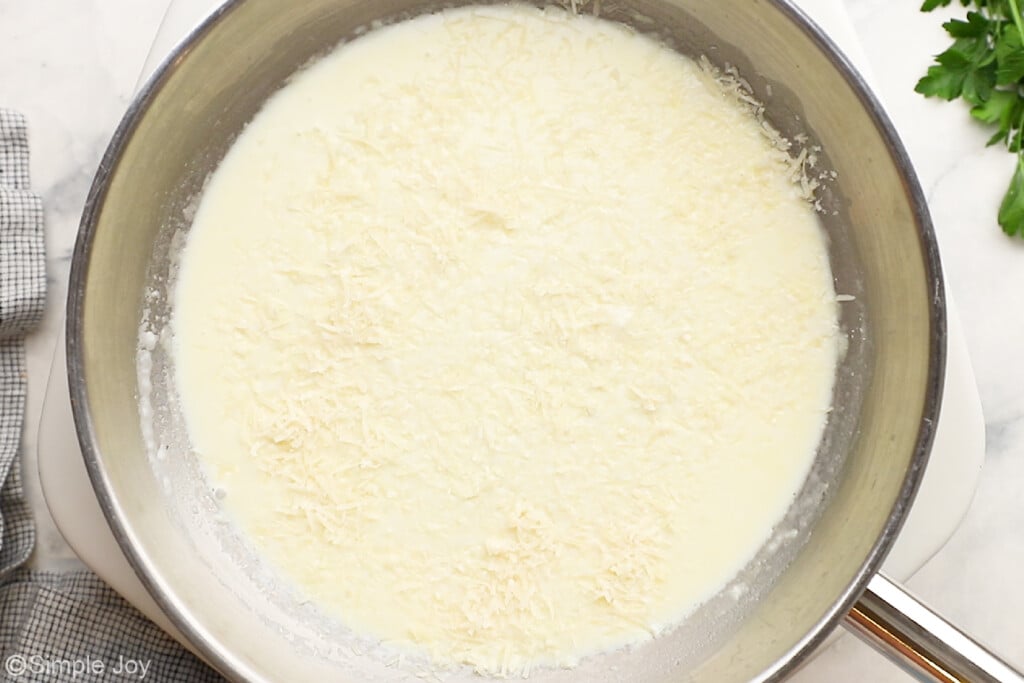 parmesan cheese added to a cream sauce