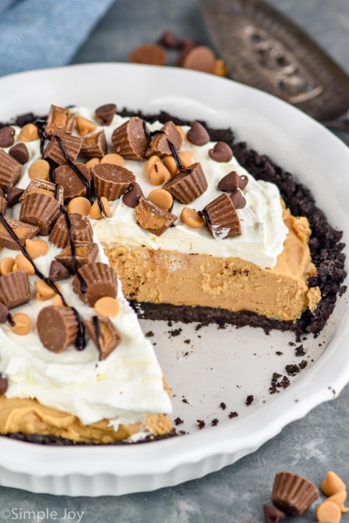 Peanut Butter Pie with one slice missing