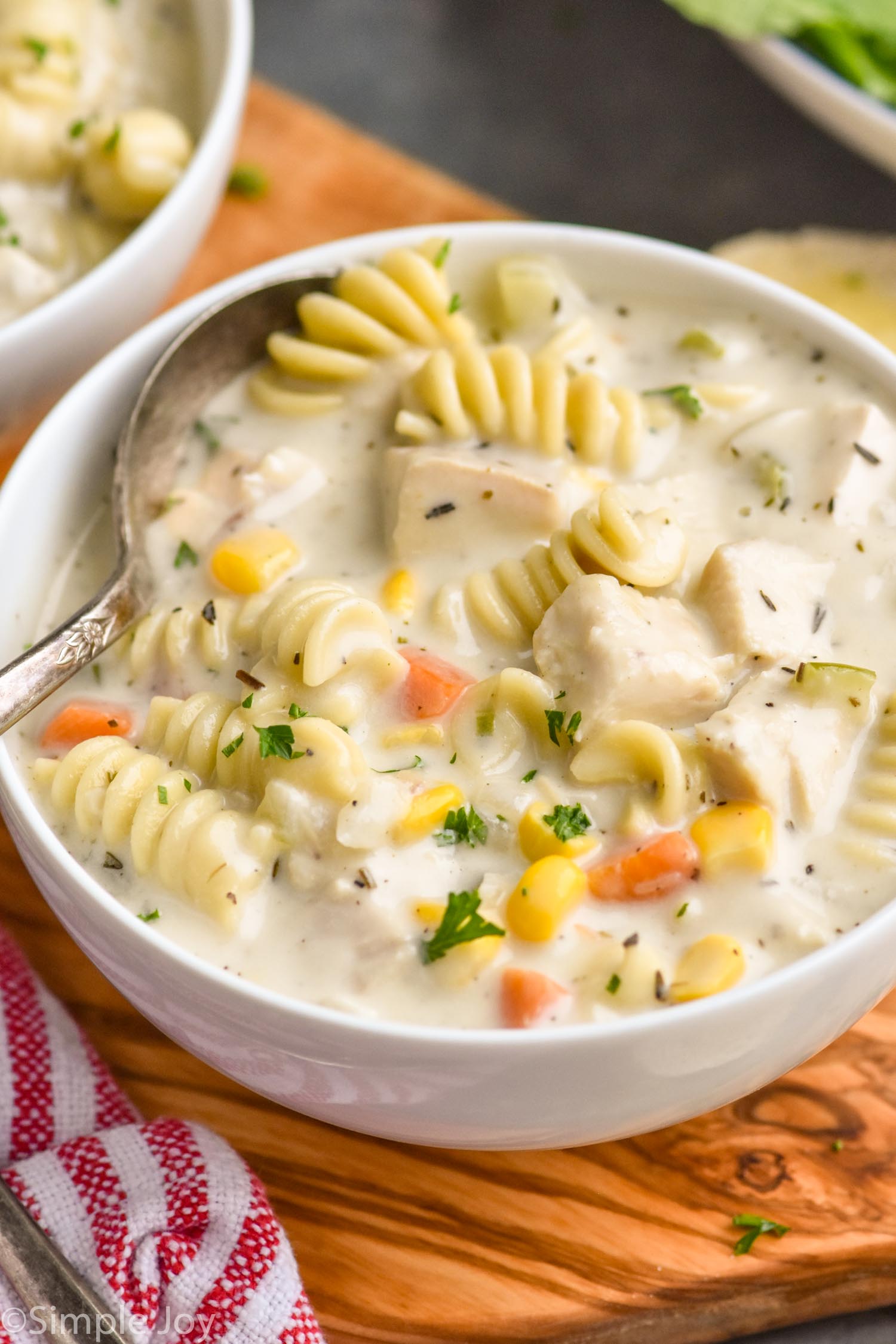 Bowl of Turkey Soup with a spoon