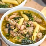 Bowls of sausage and kale soup - 9