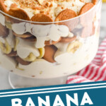Pinterest graphic for Banana Pudding recipe. Image shows Banana Pudding. Text says, "Banana Pudding recipe simplejoy.com"