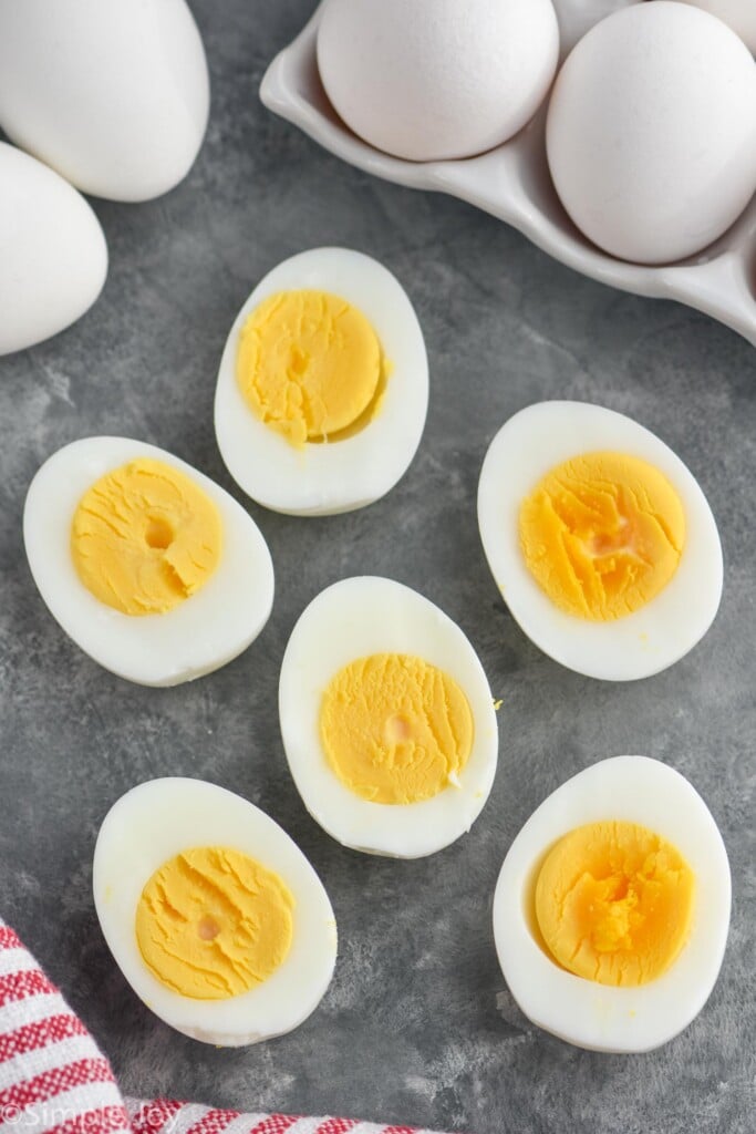 Hard boiled eggs cut in half
