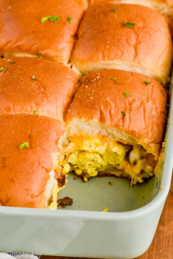 Breakfast Sliders in a baking dish