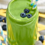 Green Smoothie garnished with blueberries